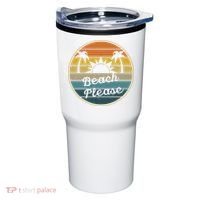 Beach Please Funny Tropical Retro Tumbler thumb 0