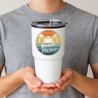 Beach Please Funny Tropical Retro Tumbler thumb 2