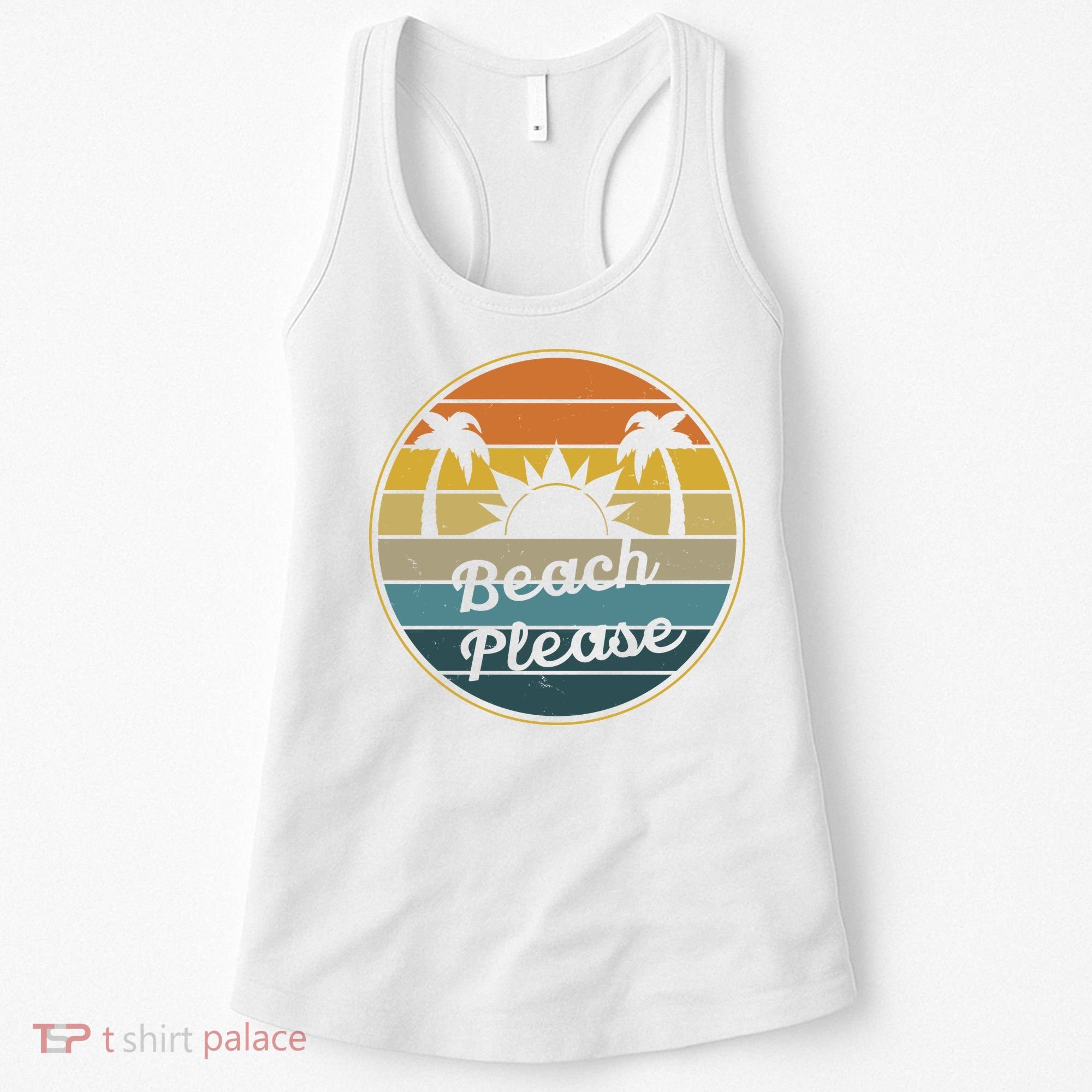 Beach Please Funny Tropical Retro Women's Tank Top