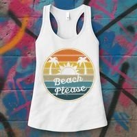 Beach Please Funny Tropical Retro Women's Tank Top thumb 3