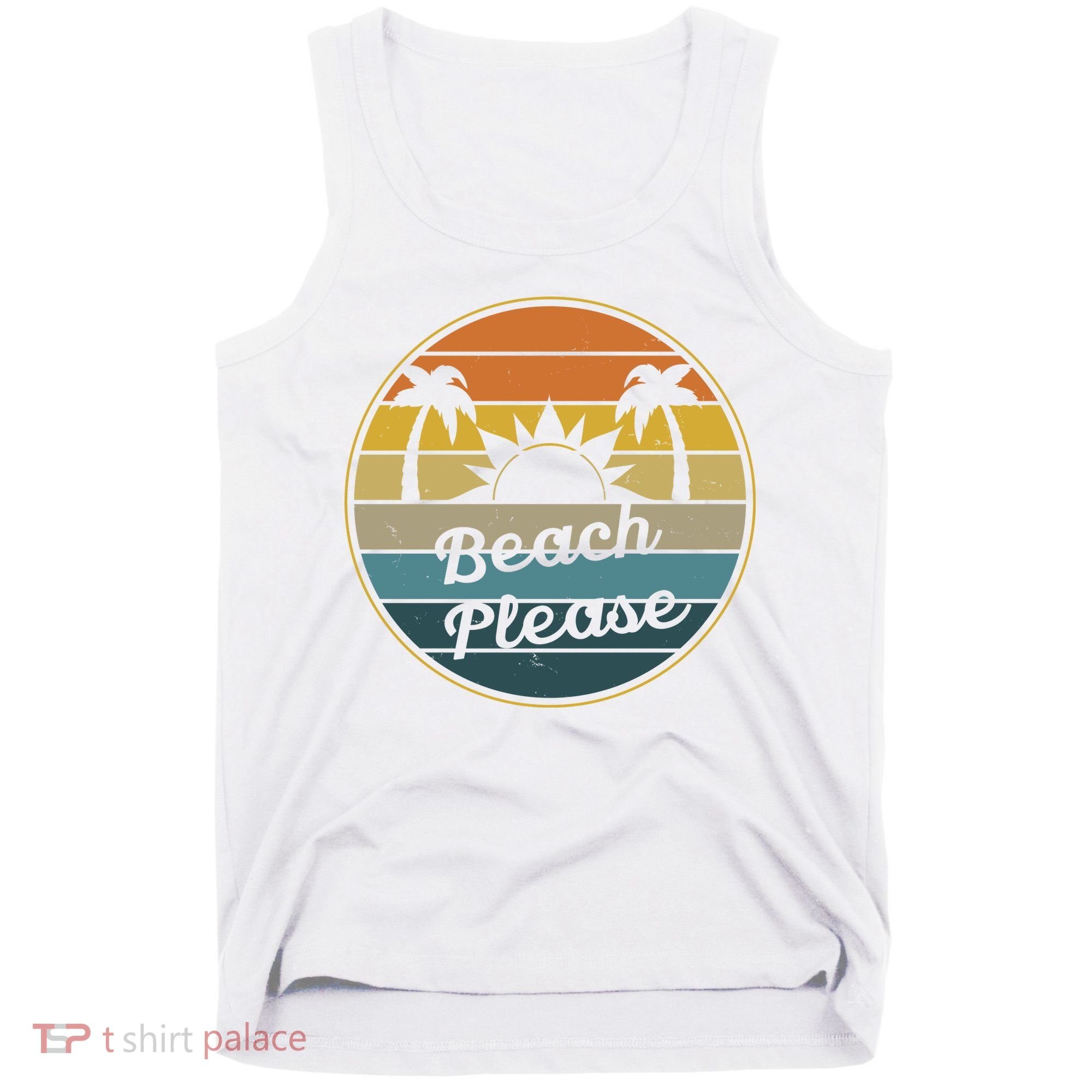 Beach Please Funny Tropical Retro Tank Top