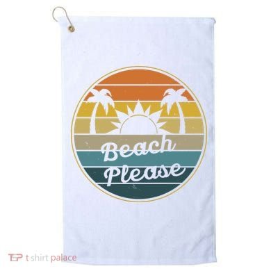 Beach Please Funny Tropical Retro Golf Towel