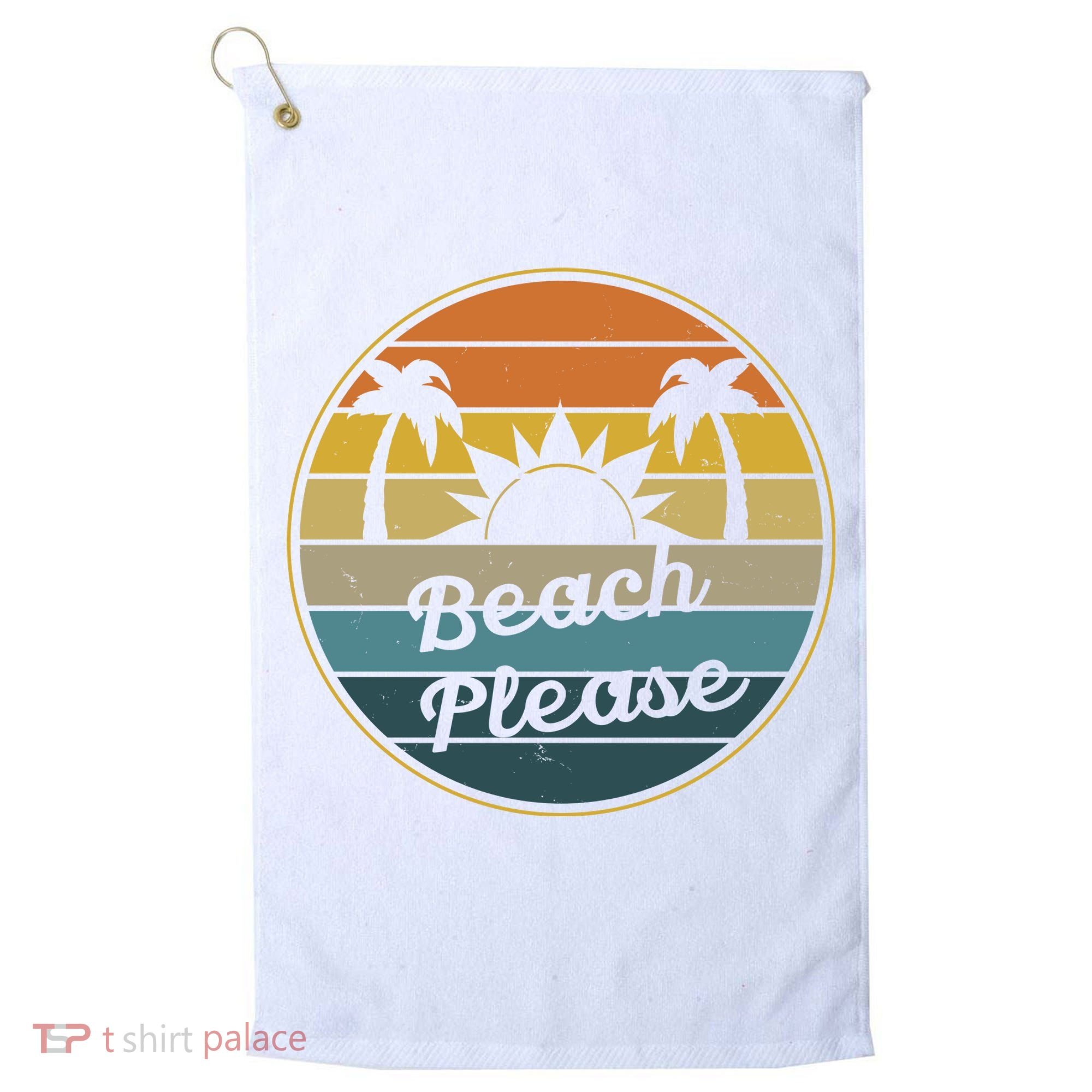 Beach Please Funny Tropical Retro Golf Towel