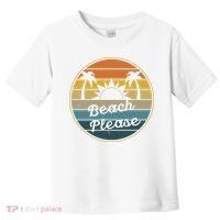 Beach Please Funny Tropical Retro Toddler T-Shirt thumb 0