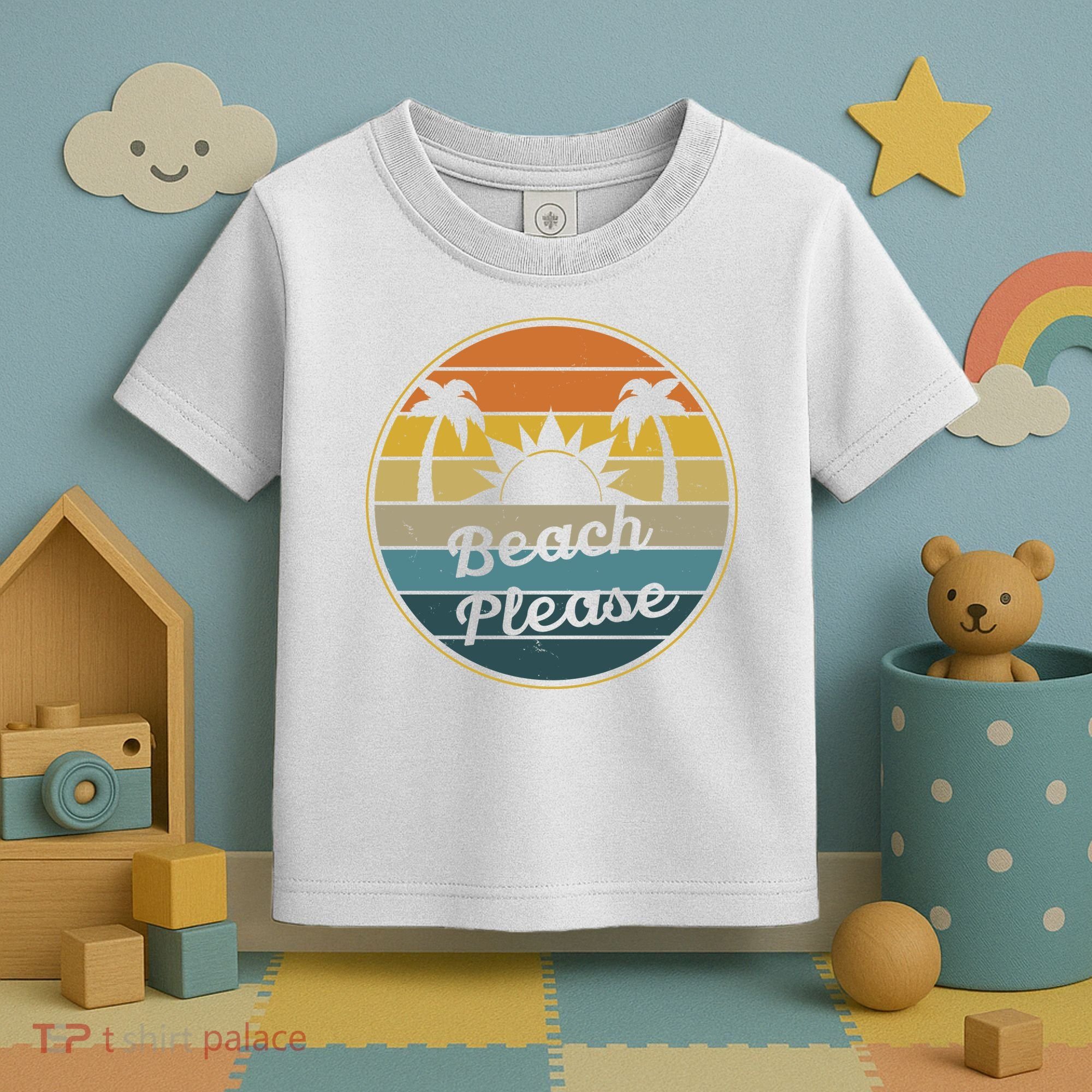 Beach Please Funny Tropical Retro Toddler T-Shirt