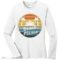 Beach Please Funny Tropical Retro Women's Long Sleeve Shirt thumb 0