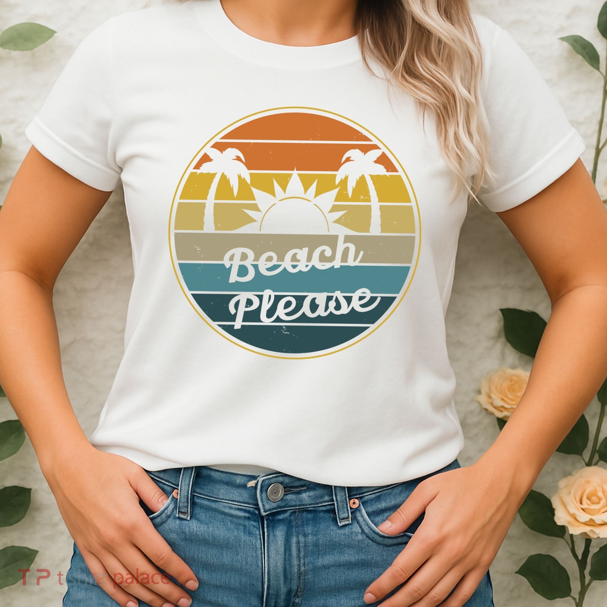 Beach Please Funny Tropical Retro Women's T-Shirt