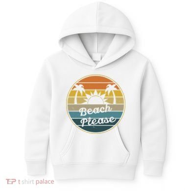 Beach Please Funny Tropical Retro Kids Hoodie