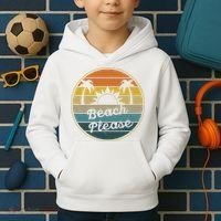 Beach Please Funny Tropical Retro Kids Hoodie thumb 2