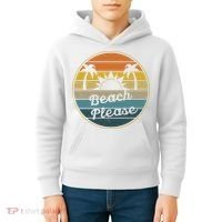 Beach Please Funny Tropical Retro Kids Hoodie thumb 4