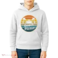 Beach Please Funny Tropical Retro Kids Hoodie thumb 4