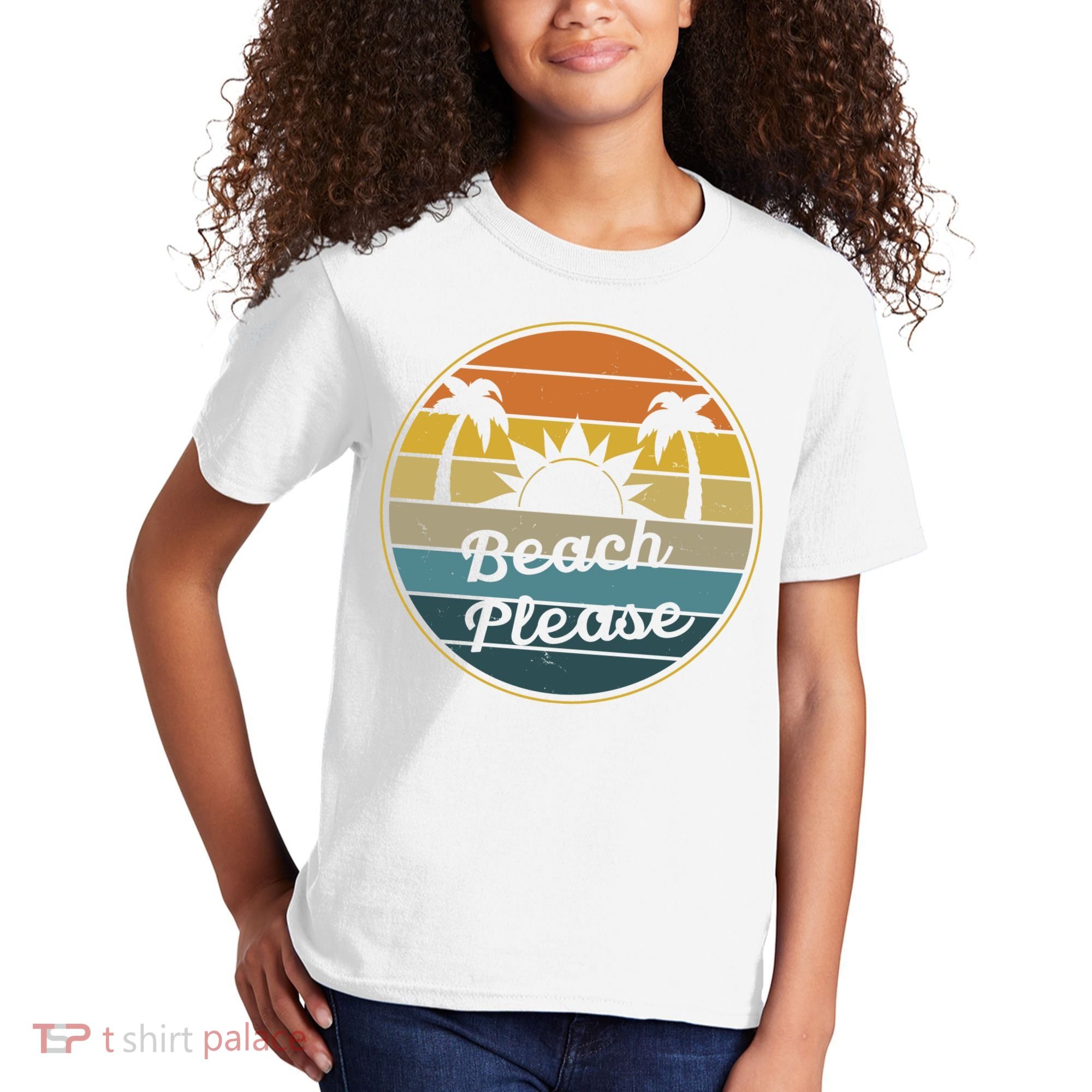 Beach Please Funny Tropical Retro Kids T-Shirt