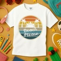 Beach Please Funny Tropical Retro Kids T-Shirt thumb 3