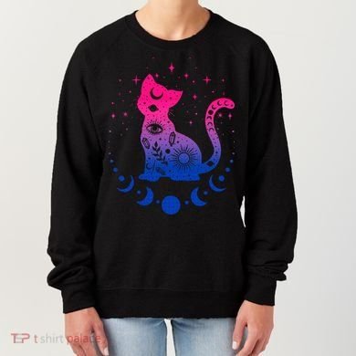 Bisexual pride flag colors astronomy cat Women's Sweatshirt