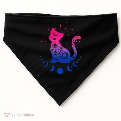 Bisexual pride flag colors astronomy cat USA-Made Doggie Bandana