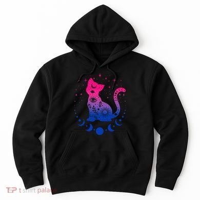 Bisexual pride flag colors astronomy cat Hoodie