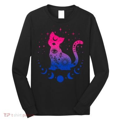 Bisexual pride flag colors astronomy cat Long Sleeve Shirt