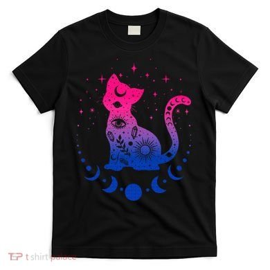 Bisexual pride flag colors astronomy cat T-Shirt