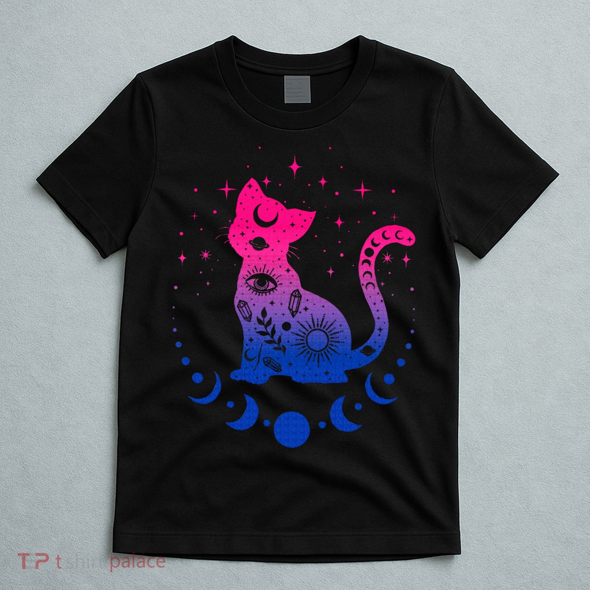 Bisexual pride flag colors astronomy cat T-Shirt