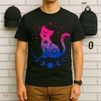 Bisexual pride flag colors astronomy cat T-Shirt thumb 6