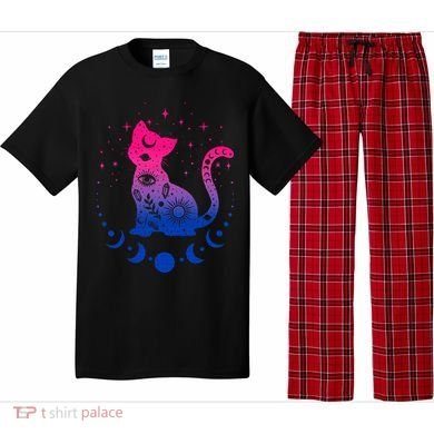 Bisexual pride flag colors astronomy cat Pajama Set