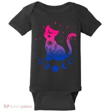Bisexual pride flag colors astronomy cat Baby Bodysuit
