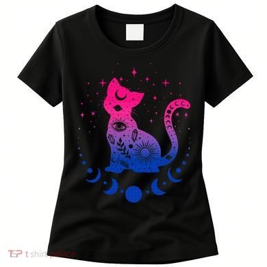 Bisexual pride flag colors astronomy cat Women's T-Shirt