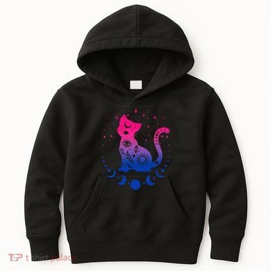 Bisexual pride flag colors astronomy cat Kids Hoodie