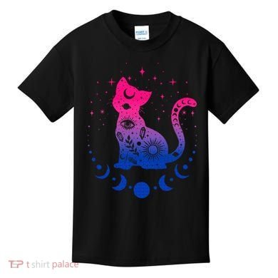 Bisexual pride flag colors astronomy cat Kids T-Shirt