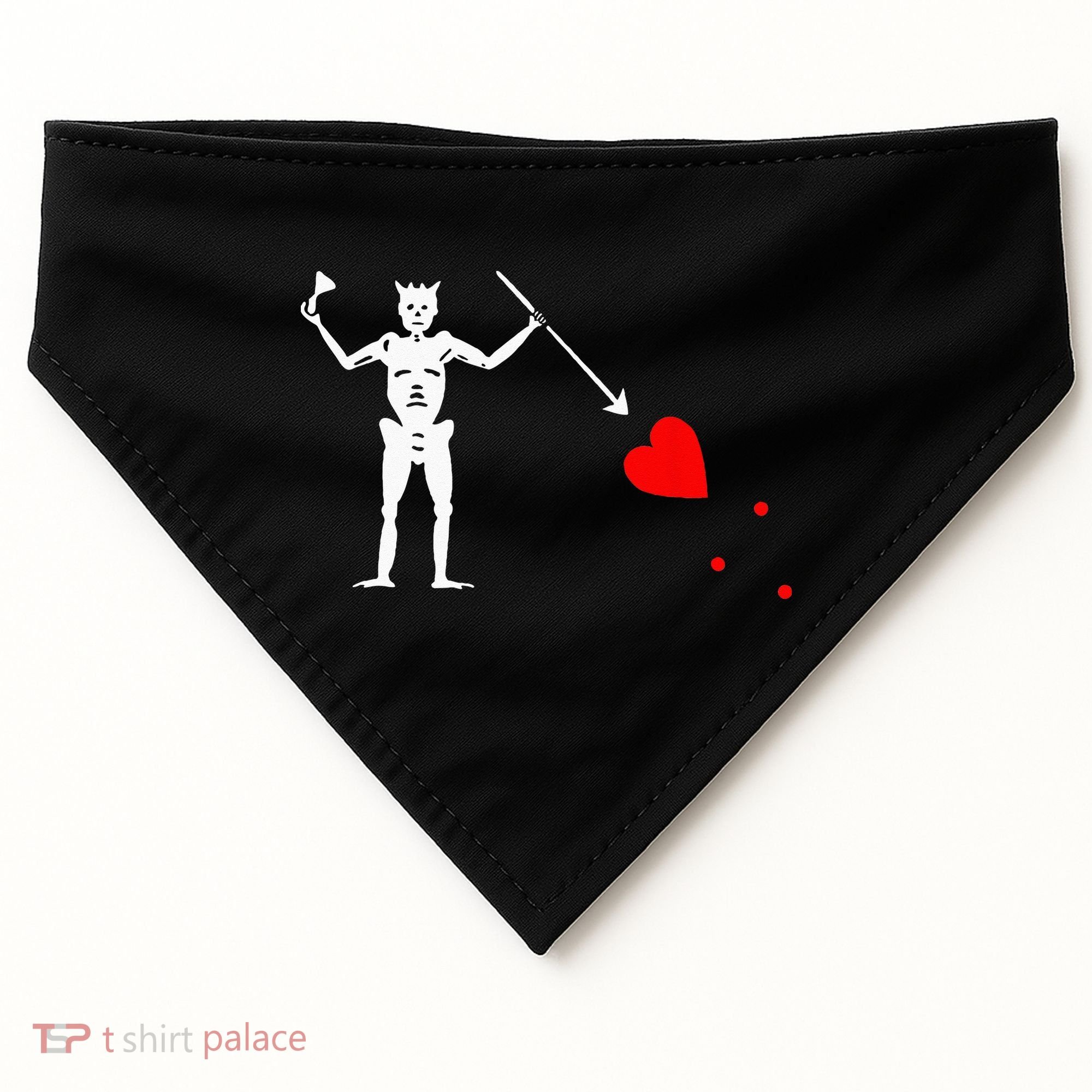 Blackbeard Pirate Flag Jolly Roger Skeleton Halloween USA-Made Doggie Bandana