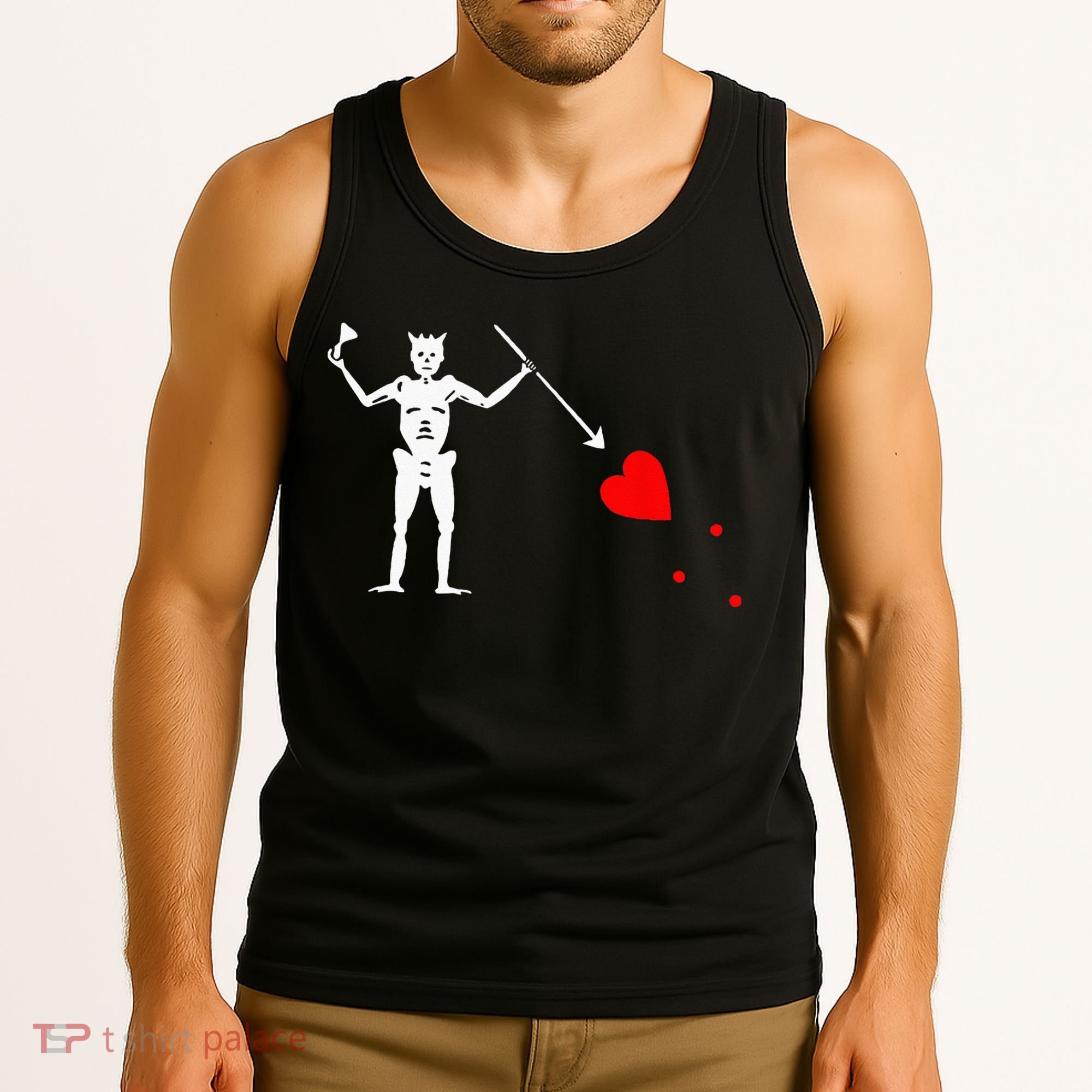 Blackbeard Pirate Flag Jolly Roger Skeleton Halloween Tank Top