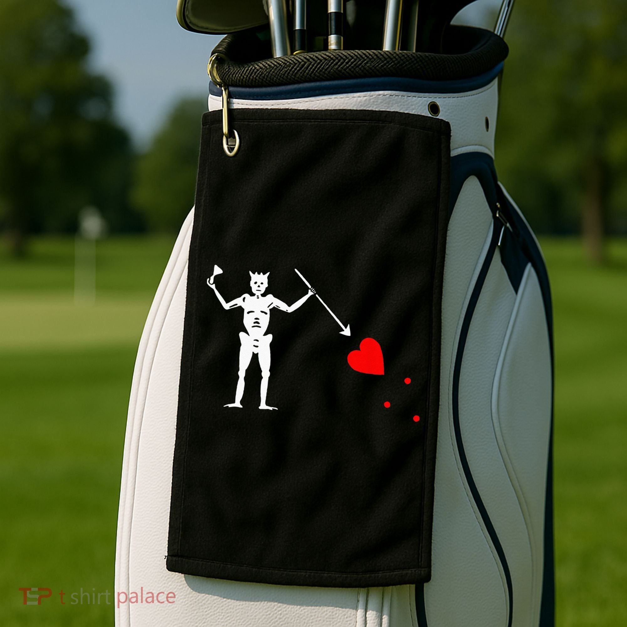 Blackbeard Pirate Flag Jolly Roger Skeleton Halloween Golf Towel