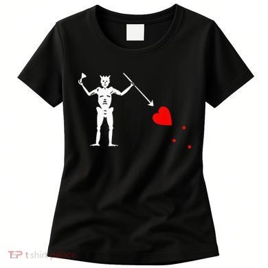 Blackbeard Pirate Flag Jolly Roger Skeleton Halloween Women's T-Shirt