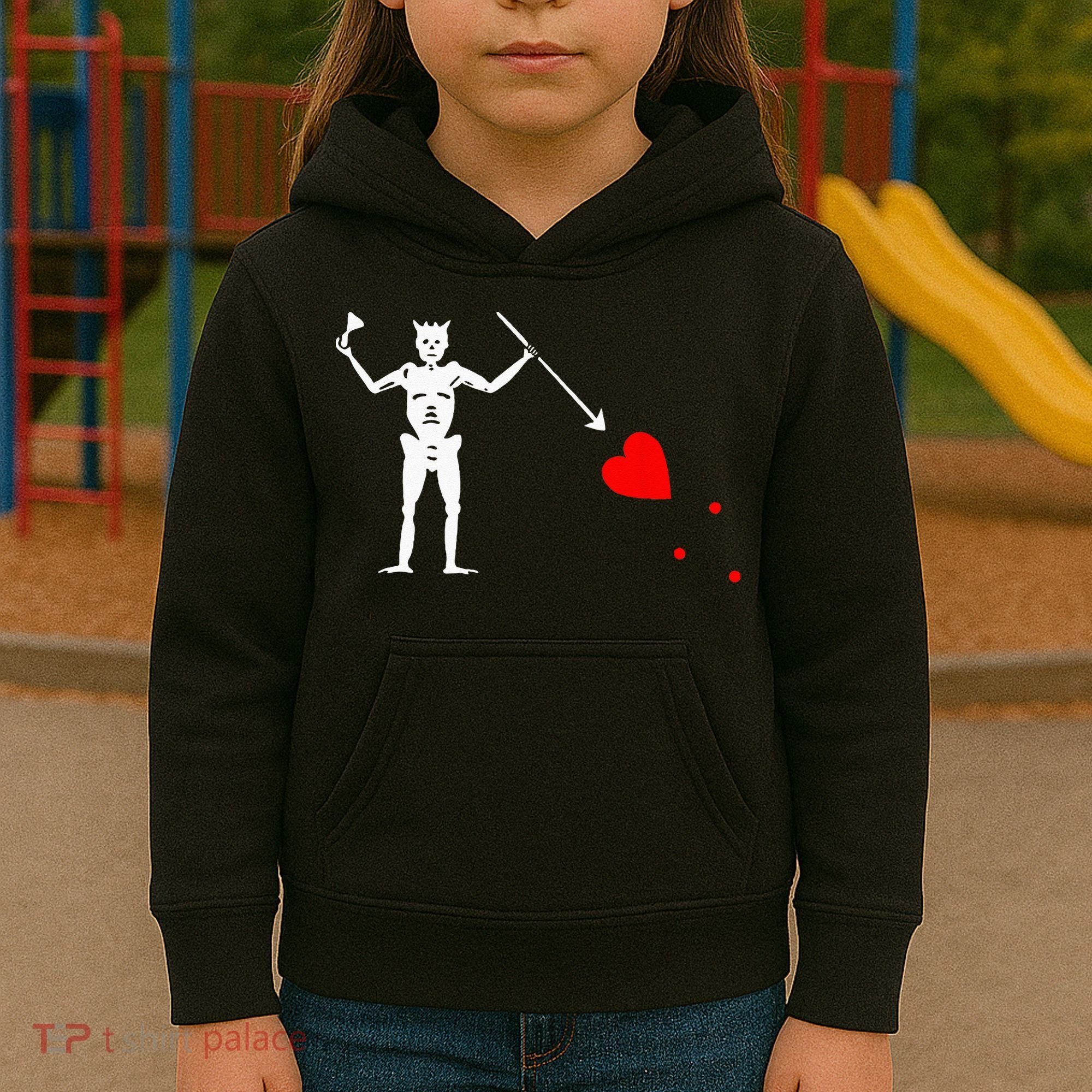 Blackbeard Pirate Flag Jolly Roger Skeleton Halloween Kids Hoodie