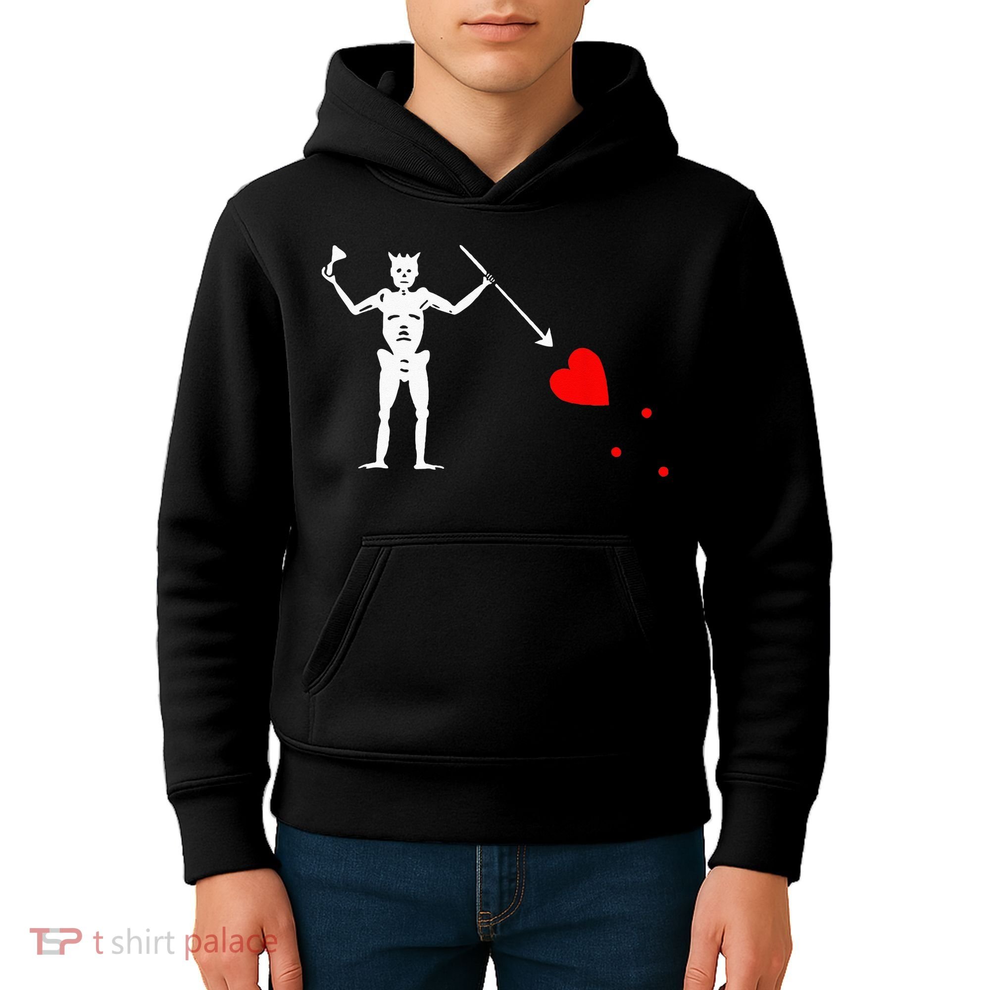 Blackbeard Pirate Flag Jolly Roger Skeleton Halloween Kids Hoodie