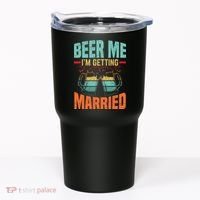 Bachelor Party Fiance Engagement For Groom Retro Beer Tumbler thumb 0