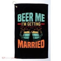 Bachelor Party Fiance Engagement For Groom Retro Beer Golf Towel thumb 0