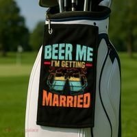 Bachelor Party Fiance Engagement For Groom Retro Beer Golf Towel thumb 2