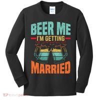 Bachelor Party Fiance Engagement For Groom Retro Beer Kids Long Sleeve Shirt thumb 0