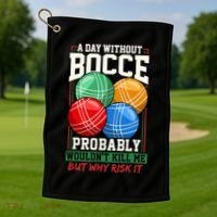 Bocce Player Funny Gift Golf Towel thumb 1
