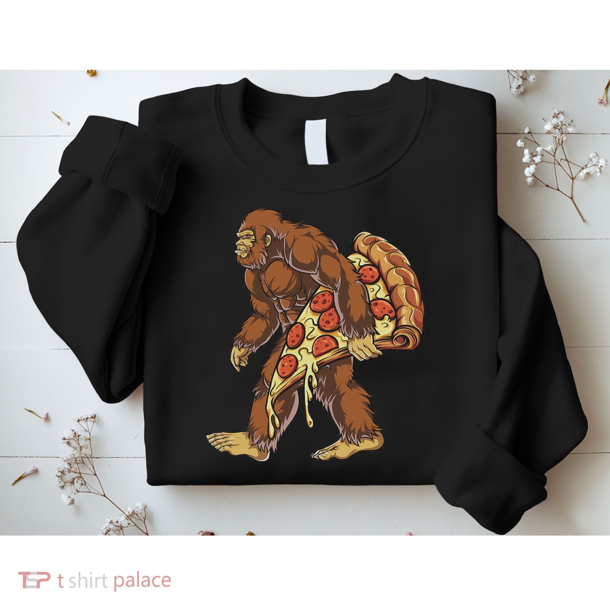 Bigfoot Pizza Funny Women Food Lovers Pepperoni Sweatshirt