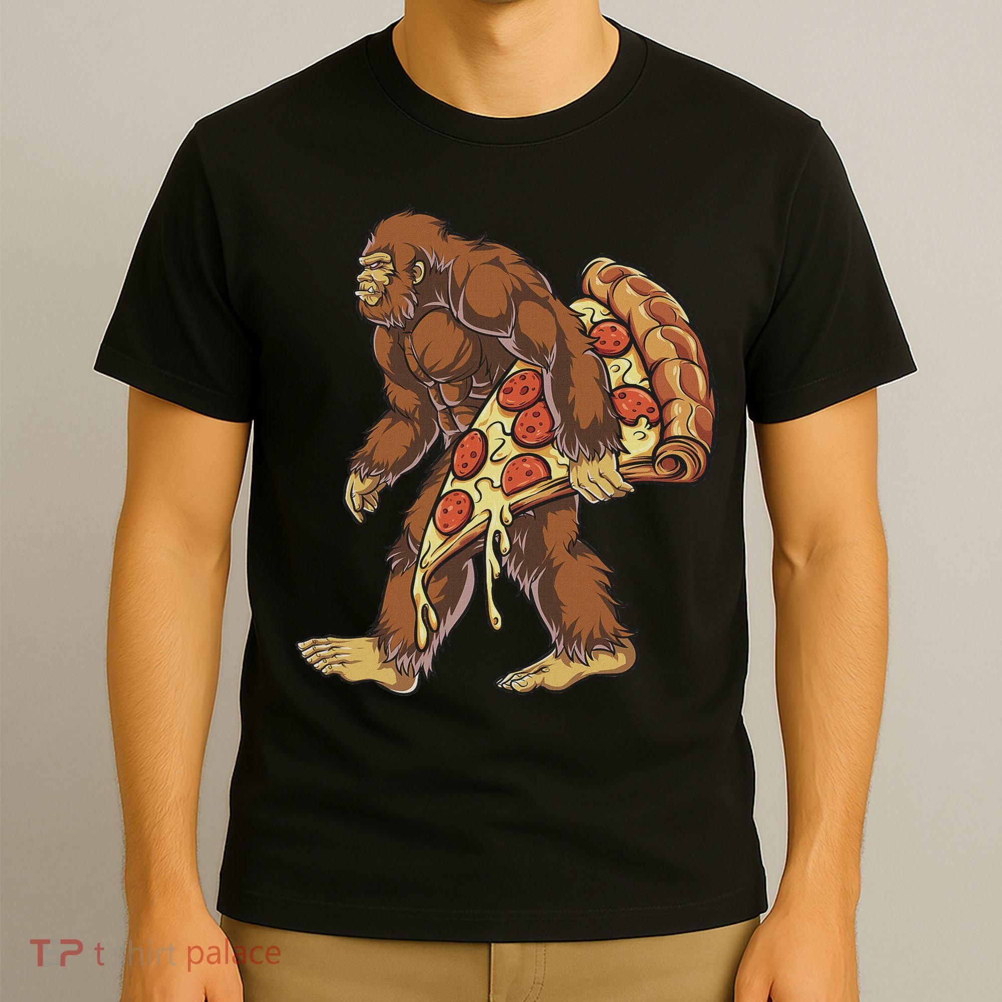Bigfoot Pizza Funny Women Food Lovers Pepperoni T-Shirt