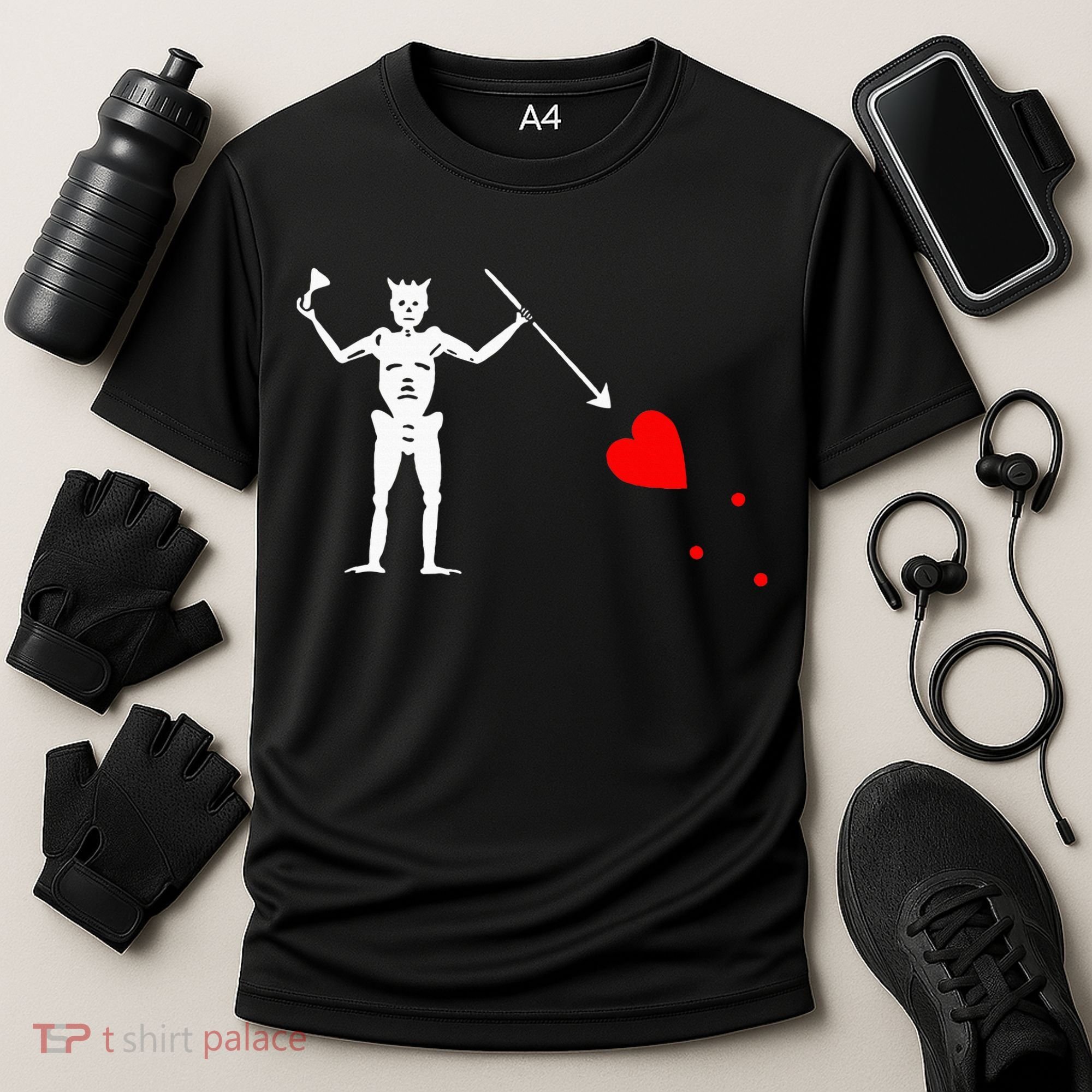 Blackbeard Pirate Flag Jolly Roger Skeleton Cooling Performance Crew T-Shirt