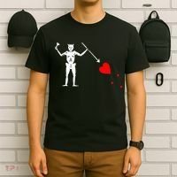 Blackbeard Pirate Flag Jolly Roger Skeleton T-Shirt thumb 6