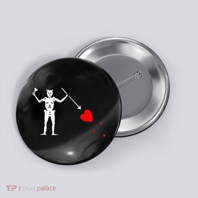 Blackbeard Pirate Flag Jolly Roger Skeleton Button