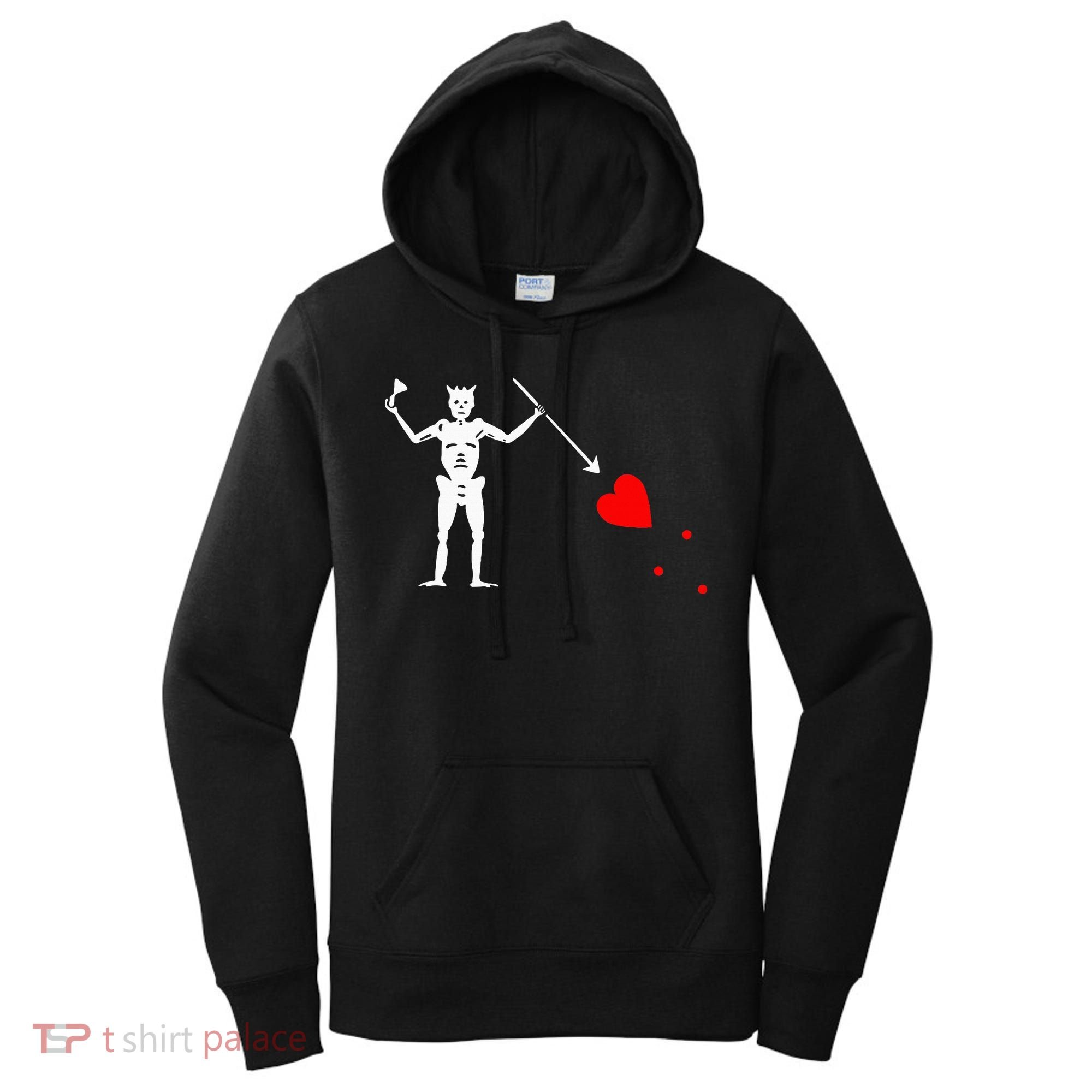 Blackbeard Pirate Flag Jolly Roger Skeleton Women's Hoodie