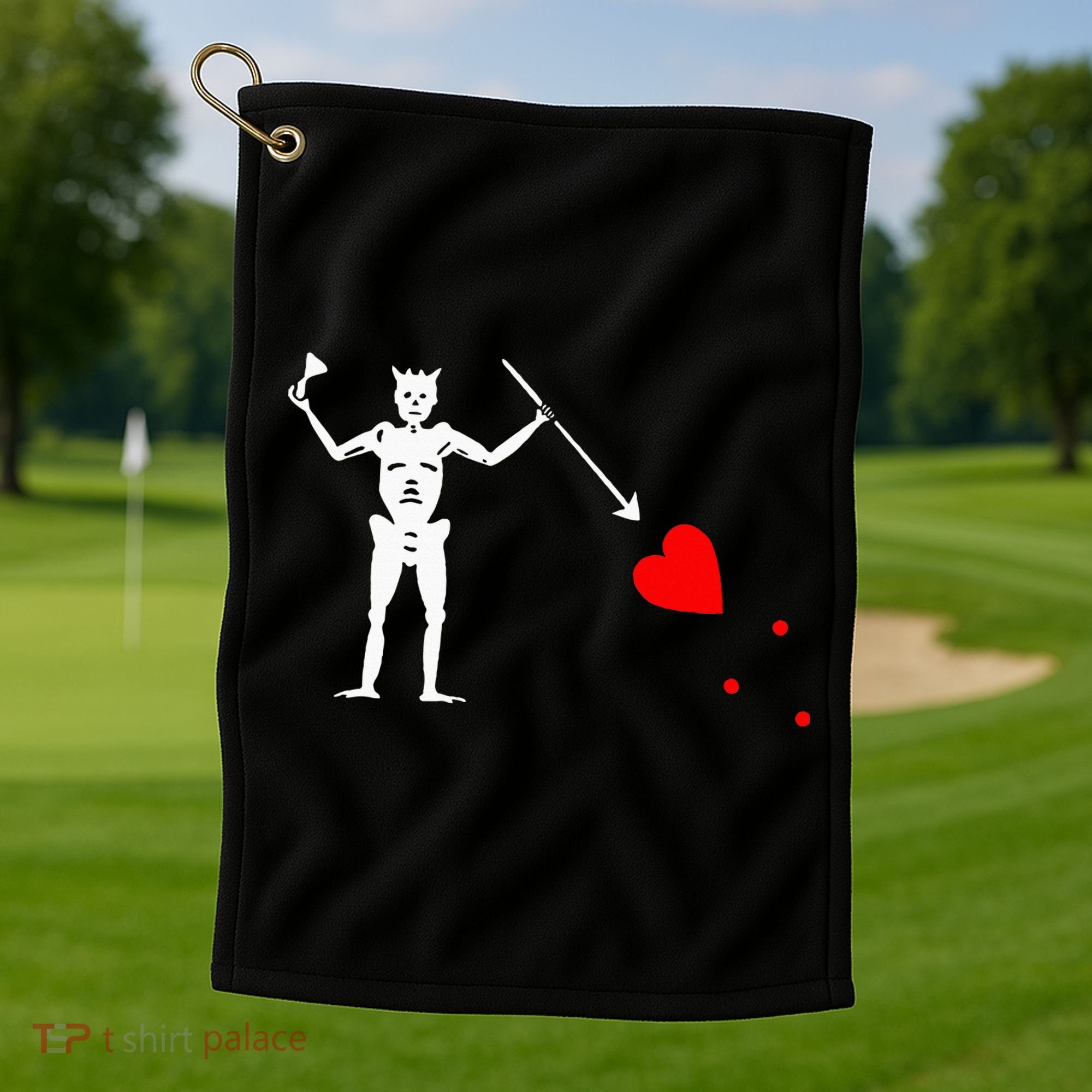 Blackbeard Pirate Flag Jolly Roger Skeleton Golf Towel