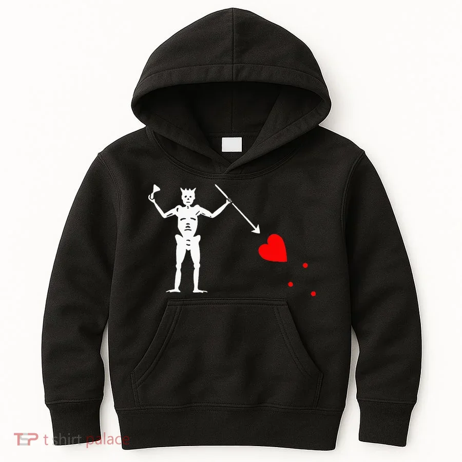 Blackbeard Pirate Flag Jolly Roger Skeleton Kids Hoodie