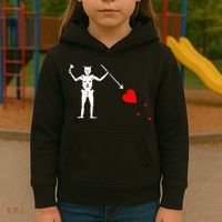 Blackbeard Pirate Flag Jolly Roger Skeleton Kids Hoodie thumb 3