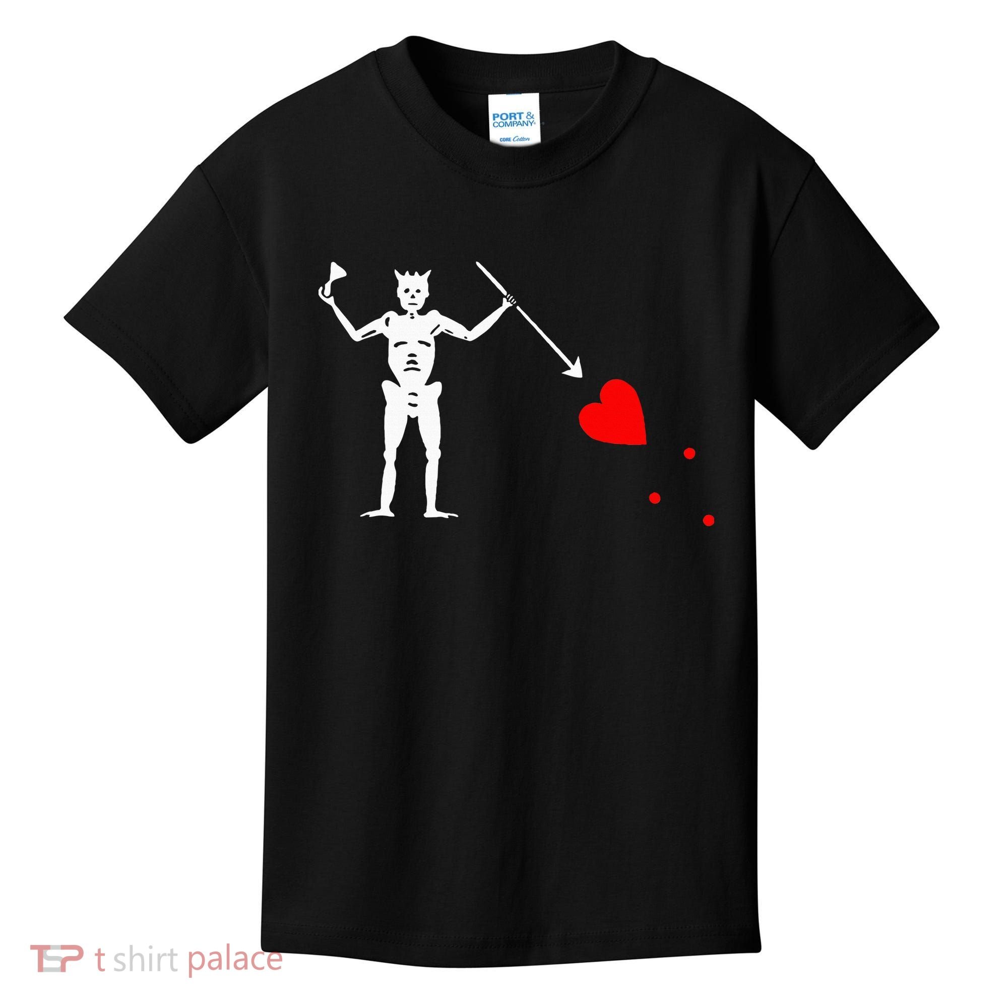 Blackbeard Pirate Flag Jolly Roger Skeleton Kids T-Shirt